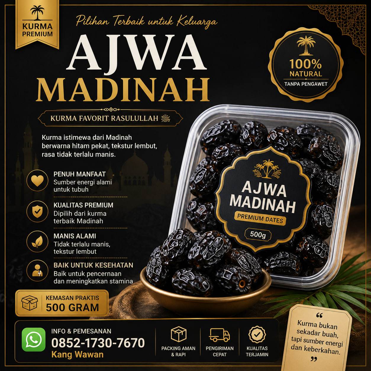 Kurma AJWA Premium Kemasan 500 gr