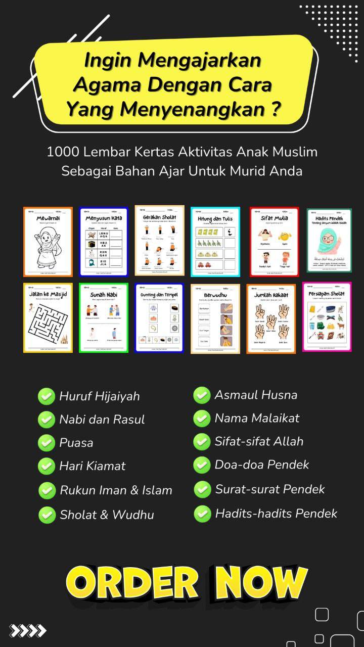 Modul Anak Muslim (1000+ Worksheet Anak Siap Print) Bisa Jual Ulang