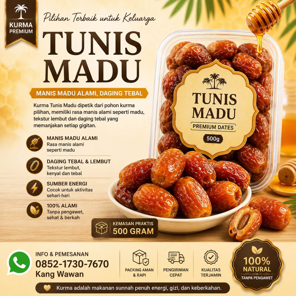 Kurma TUNIS MADU Kemasan 500 gr