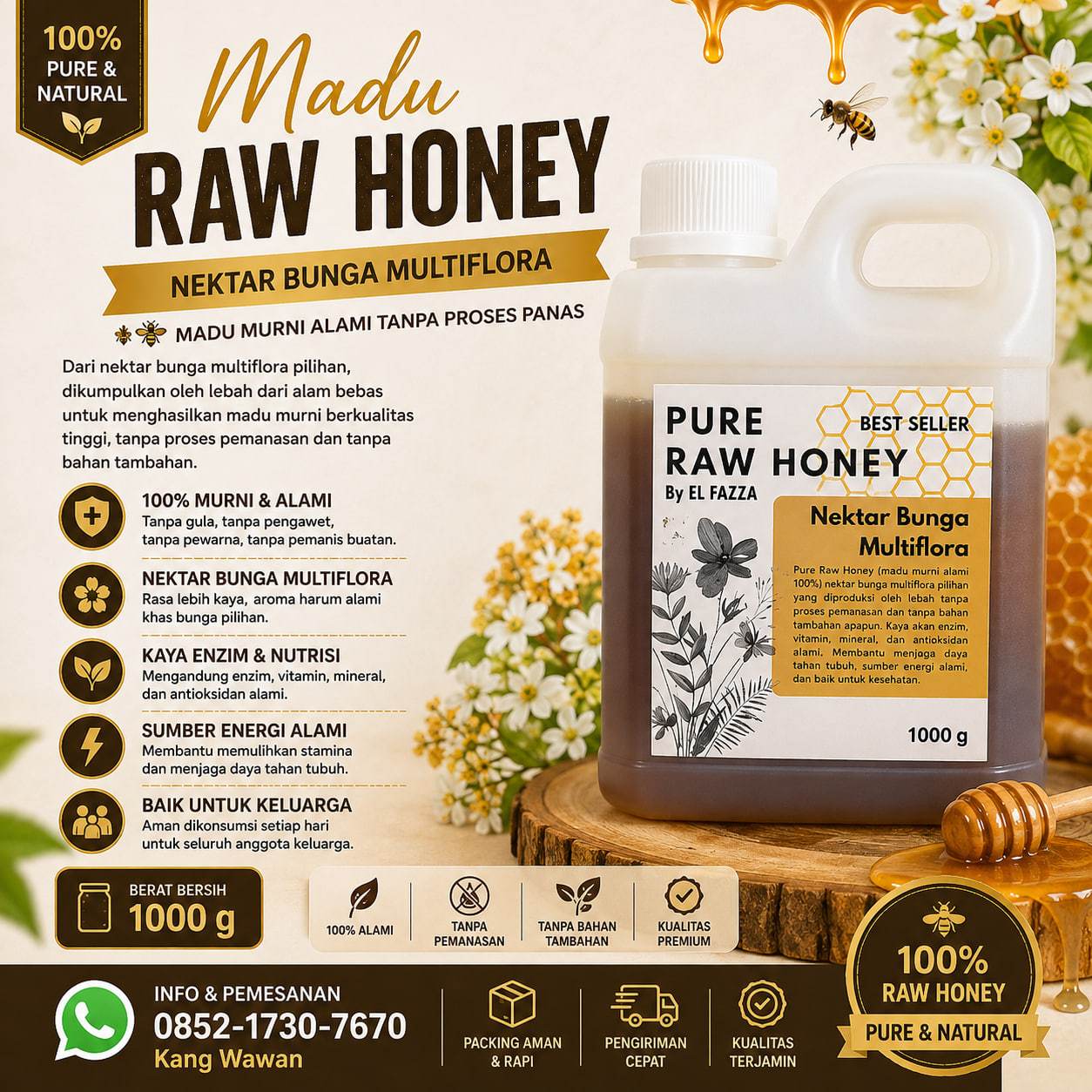 Madu Pure Raw Honey Nektar Bunga Multiflora